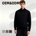 Autumn Winter Vintage High-End Men's Half-Turtleneck Knitted Cardigan Custom Zipper Closure Jacket