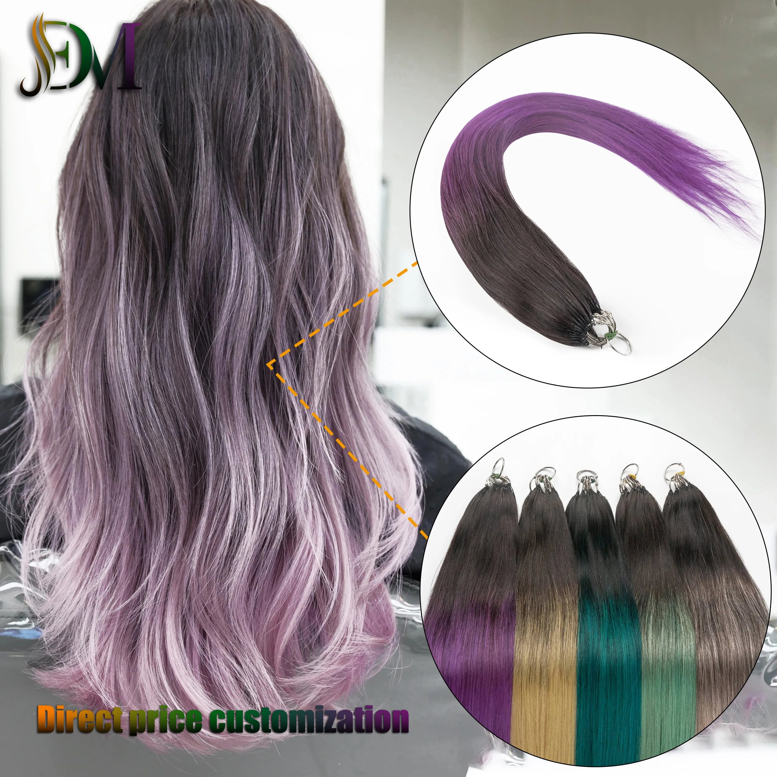 Dailmei Ombre Color Paris Painting Dyeing Cuticle Aligned Invisible Line Vietnamese Hair Double Drawn Feathers Hair Extension