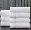 Custom Logo Embroidered Hotel 100% Cotton Terry Bath Hand Face Towel Set White Grey Custom Color Border Hypoallergenic Fluffy