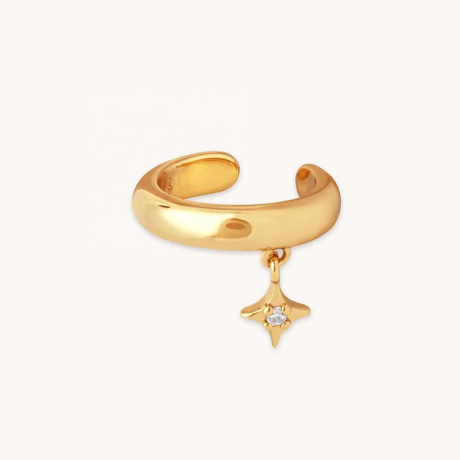 LOZRUNVE Silver 925 Gold Plated North Star Drop Ear Cuff Earring for Non Pierced Ear