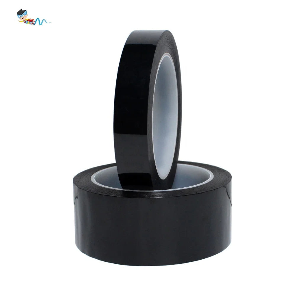 2- Black Color Mara PET Film Acrylic Glue Self Adhesive 5S Pinstripe Transformer Insulation Mylar Polyester Electrical Tape