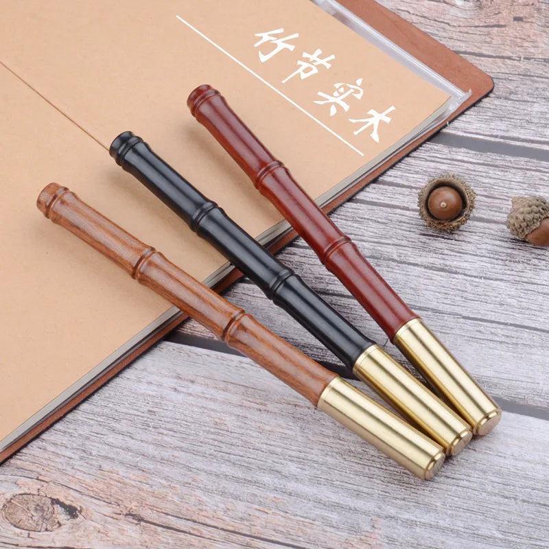 Home Decoration Office Golden Twist Lacquered Wooden Roller Ball Pen Gifts Classical Bamboo Modeling Brass RollerBall Pen