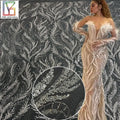 New French 3d Tulle Mesh Polyester Lace Luxury White Bridal Beaded Sequins Lace Embroidery Wedding Dress Fabric