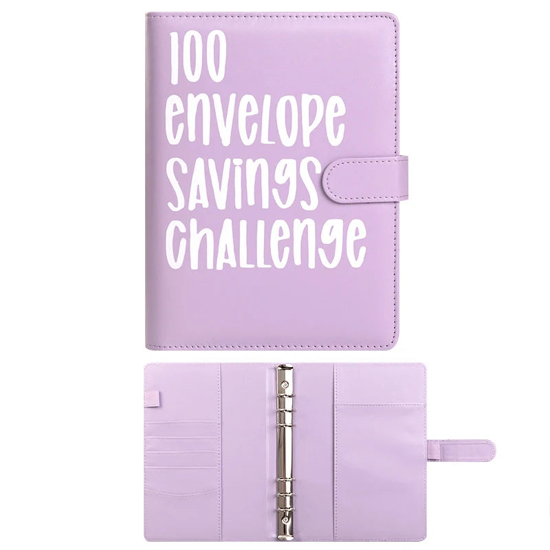 100 Days Envelope Challenge Binder Creative Portable A5 Self Disciplined Check-in Personalized Leather Diary Cover