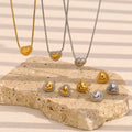 2025 Waterproof Jewelry Set 18K Gold Plated Stainless Steel Earring Heart Charm Necklace Heart Stud Earrings for Women Girls