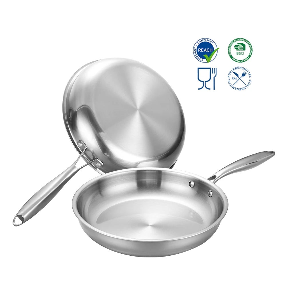 Wholesale Modern Eco-Friendly Induction 3-Ply Stainless Steel Nonstick Frying Pan & Skillet for Crepes Pancakes Steak