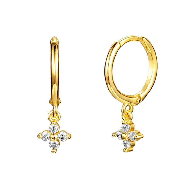 SC Simple Small Hoop S925 Sterling Silver Earrings Teen Girls Dainty Diamond Flower Charm Gold Huggie Hoop Earrings for Women