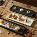 Factory Wholesale Rectangular Japanese Style Porcelain Sushi Plate Creative Stoneware Dinner Plate Sushi Sashimi  Plates