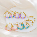 Beimai OEM Colorful Enamel Bamboo Hoop Titanium Steel Earrings