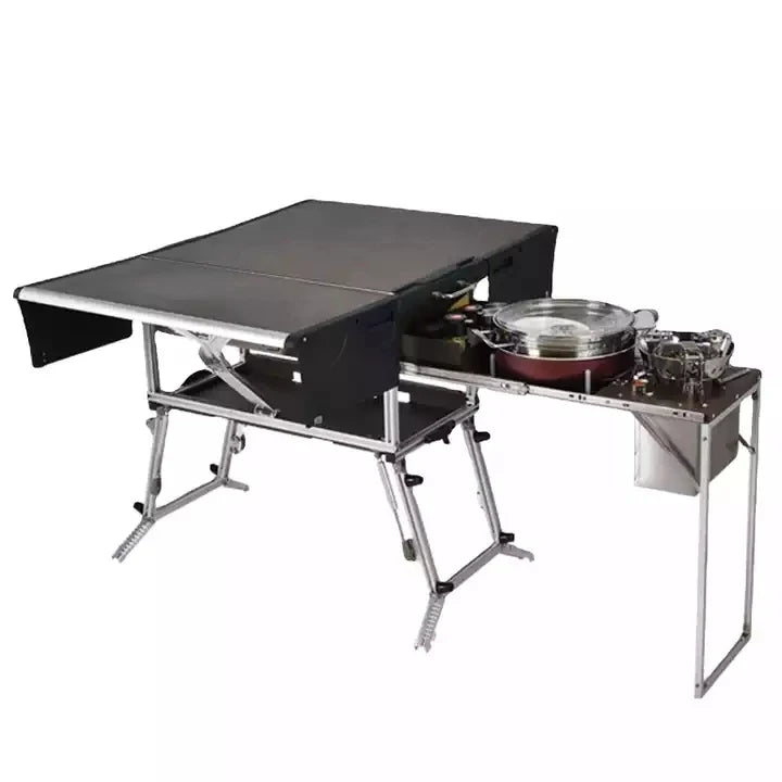 Outdoor Fully Equipped Picnic Table Camping Folding Compact Food Truck Trailer Portable Camping Mobile Kitchen Kitchenette