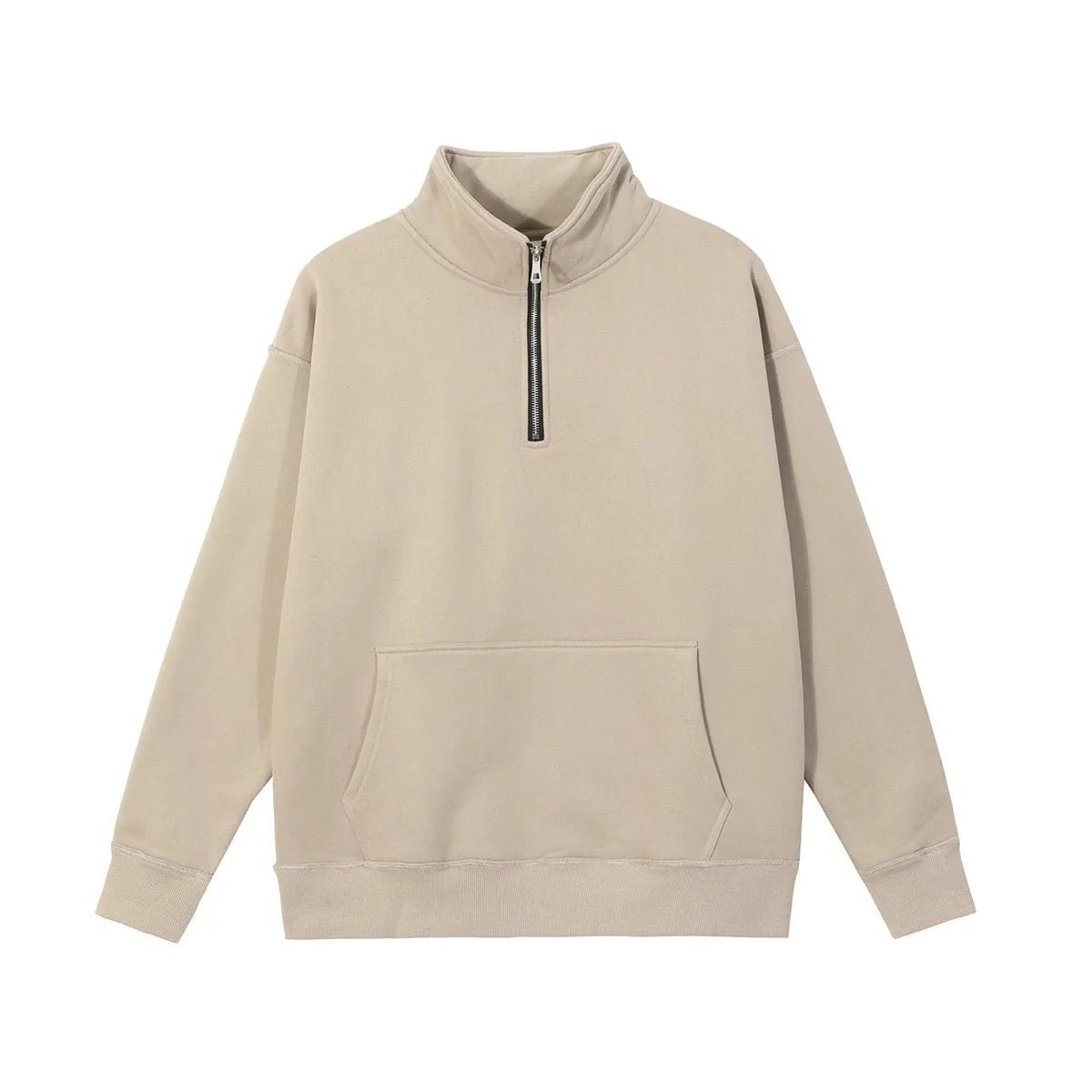 Custom Logo Oversized Hoodie for Men Fashion Solid Pattern Quarter Zip Neck Sweatshirt Stand Collar ODM Custom Zip Casual Wear