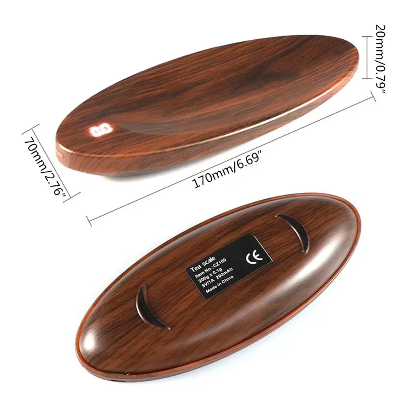 Small Portable USB 200g Electronic Smart Coffee Bean Tea Scale Eco-Friendly Wood 0.1g Tea Set Modern Design Cone Stocked