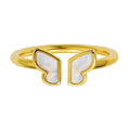 Gemnel High Quality 925 Silver Butterfly Open Band Gold Vermeil Women Rings Set