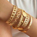 6Pcs/Set Fashion Hollow Heart Pentagram Open Bracelet Set