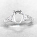 Sterling Silver 6*8mm Semi Mount Ring Frame Empty Blank Support Claw Setting S925 Base Holder Without Center Stone for DIY Inlay