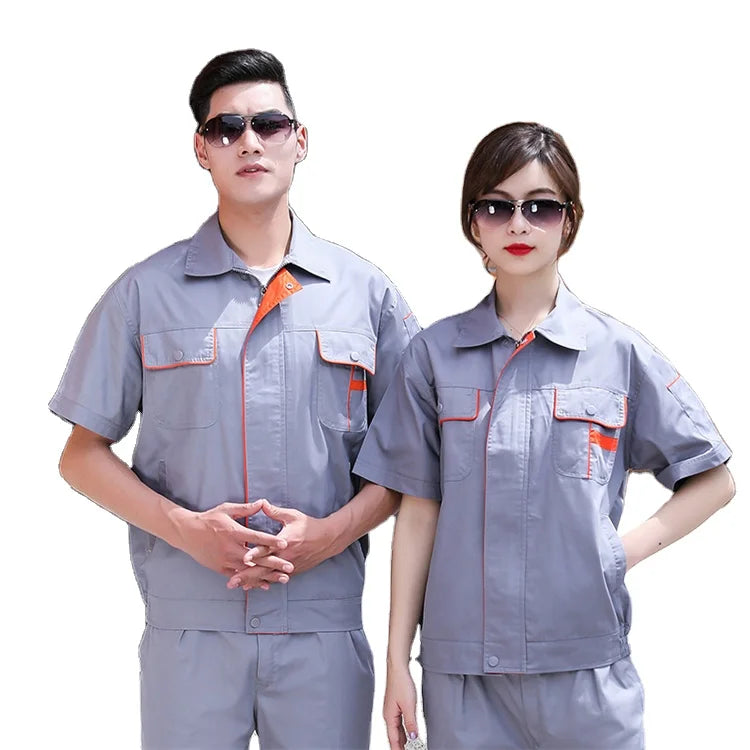 Wholesale Short Sleeve Workwear Uniform Polyester and Cotton Unisex Safety Jacket Suit Breathable Work Working Uniform