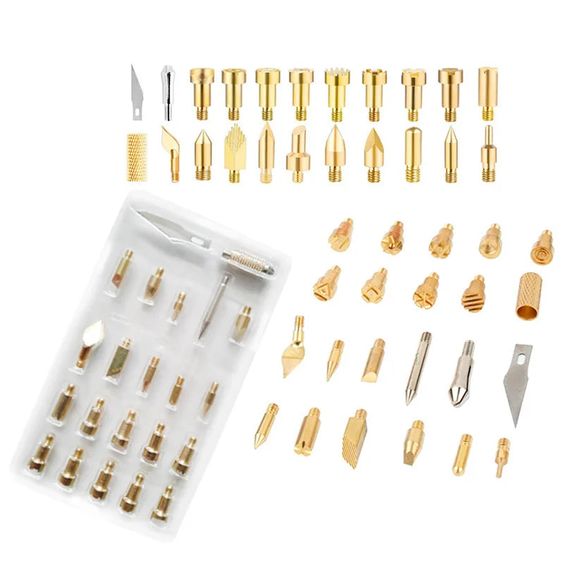 22pcs Wood Burning Tool Tips Professional Wood Burning Tips Set Wood Pyrography Tool Set Woodburing Pen Nozzle Kit
