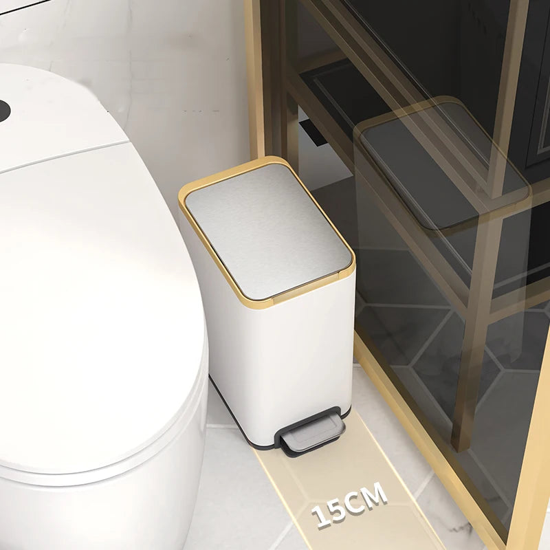 5L Pedal Trash Can Stainless Steel and Plastic Household Waste Bins for Outdoor Storage Dustbin with Lid for Bathroom