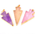 Latest Hot Sale Raw Natural Gem Stone Gilding  Arrowhead Pendant Necklace Rose Quartz Amethyst