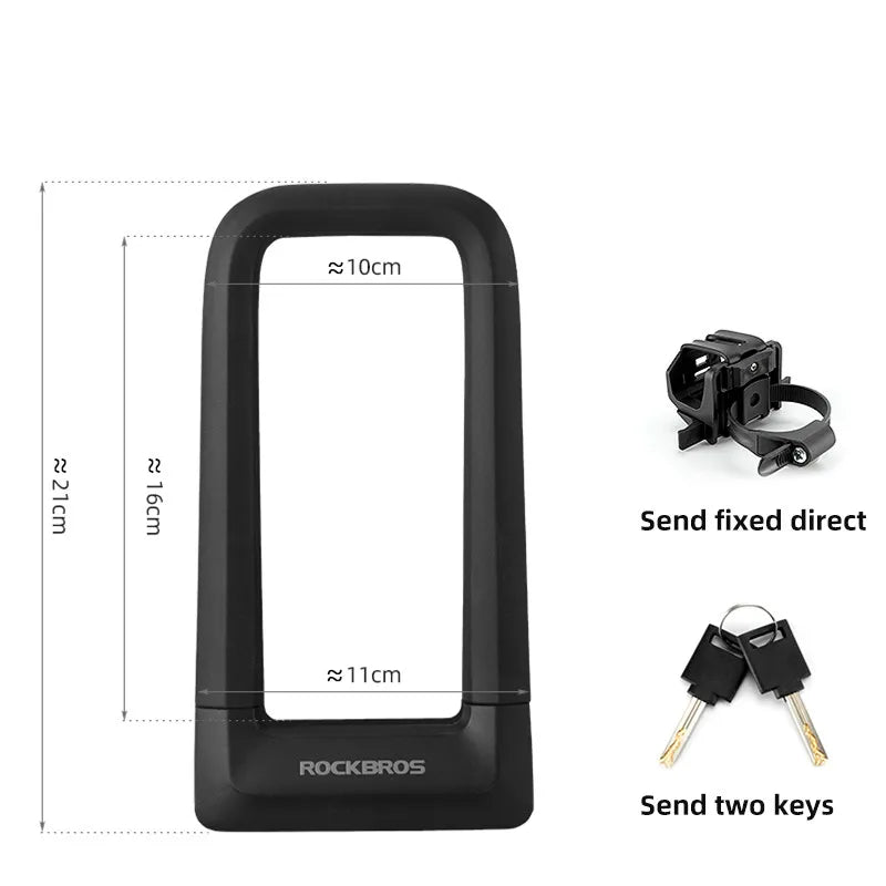 ROCKBROS Hydraulic Shear Resistance Bike Lock Key U Lock for Bicycle and Motorcycle Anti-theft
