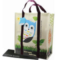 Large Reusable Shopping Tote Bag Laminated Woven & Free Standing with Bottom Board Letter Pattern Design Recycled PP Material