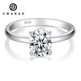 Classic Wedding Anniversary 925 Sterling Silver Solitaire Ring 9mm 2ct 2.0Carat Oval Cut Moissanite Engagement Rings for Women