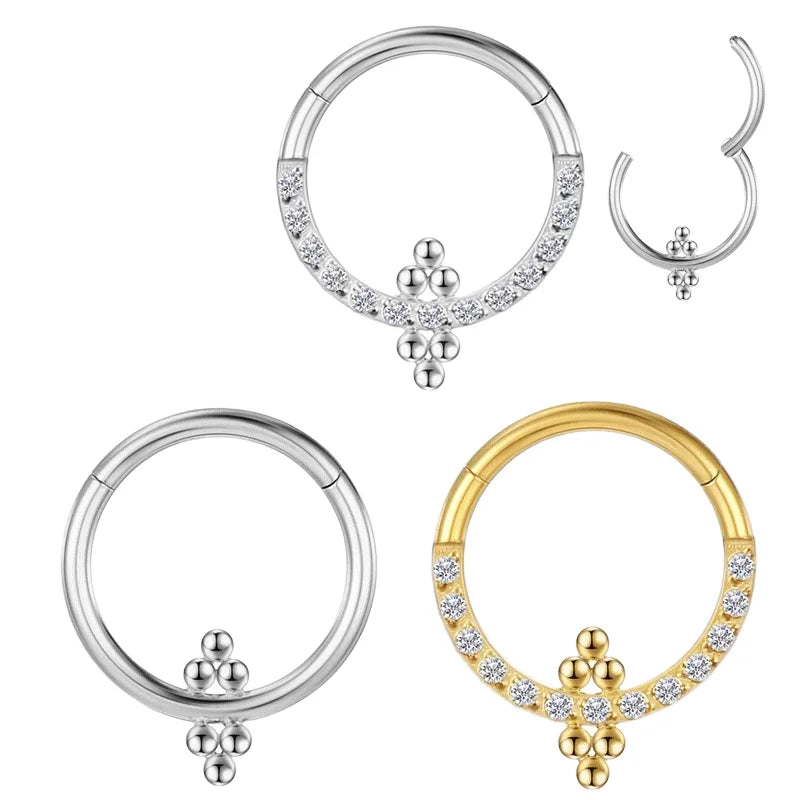 Getta G23 Titanium Gothic Tragus Earring F136 Indian Nose Ring Clicker Septum Body Jewelry with Gold Plating 16g for Weddings