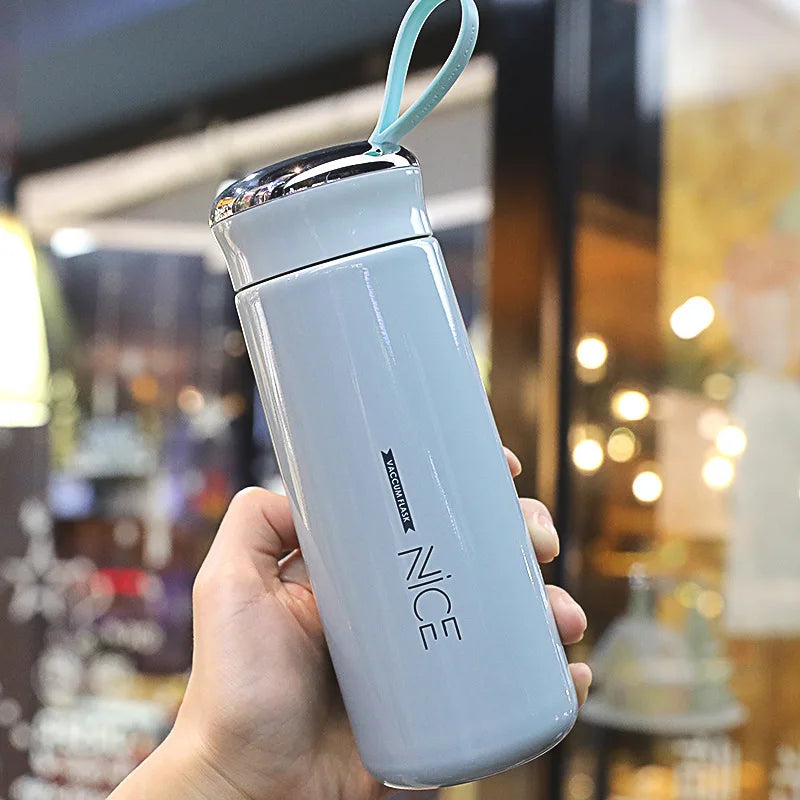 Custom Logo 400ml Cheap Price Double Wall Insulated Glass Water Bottle With Plastic Sleeve