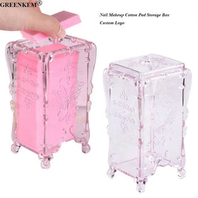 Butterfly Container Storage Case Empty Pink Plastic Nail Makeup Cotton Pad Storage Box Nail Art Tools and Equipment Salon