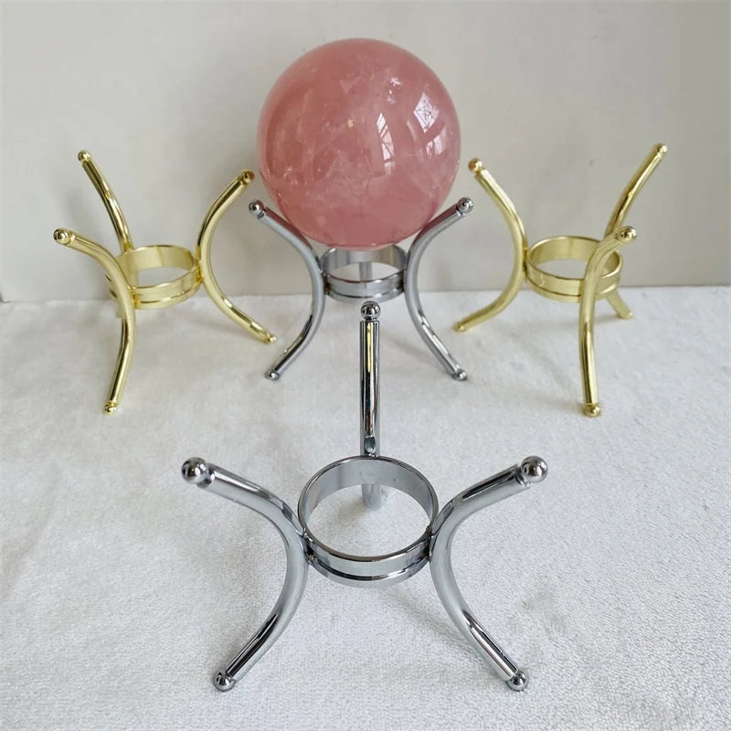 Wholesale Sphere Base Crystal Ball Display Stands Quartz Spheres Golden Triangle Metal Stand Base for Displaying