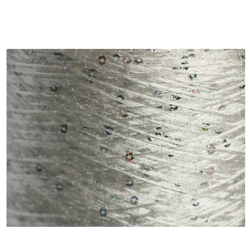 New Arrival Angjia 3mm 150D Even Polyester Sequin Fancy Bead Yarn Dyed Pattern for Crochet and Knitting