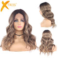 X-TRESS Factory Price Middle Part Brown Colored Synthetic Hair Lace Front Wigs Natural Wave High Temperature Natural Hair Wigs