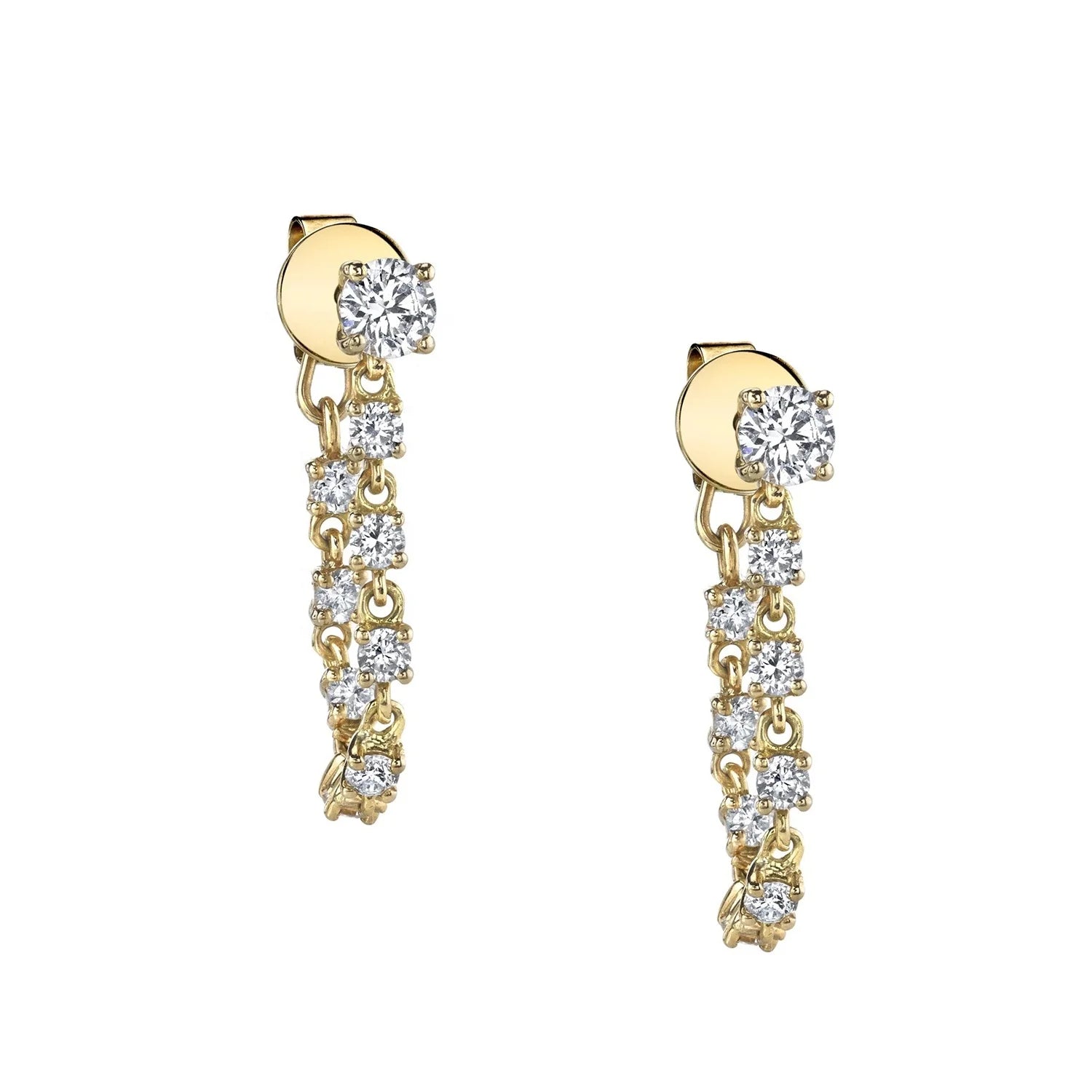 LOZRUNVE 925 Sterling Silver Diamond Cubic Zirconia Long Chain Tennis Earring Studs Trendy Jewelry