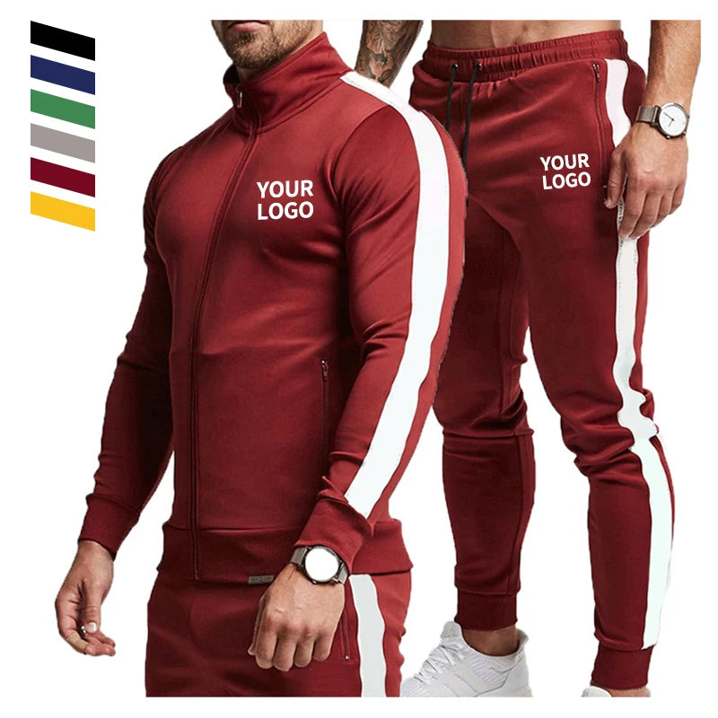 Stylish Polyester 2-Piece Gym Sweatsuit Track Suits Set Comfortable Men's Jogging Sportswear Custom Logo Wholesale for Autumn