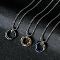 High Polished Stainless Steel Three Circle Pendant Necklace Rose Gold Smooth Round Necklace