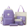 New Casual Campus Schoolbag Junior High School Student Backpack Large Capacity Five-piece Backpack
