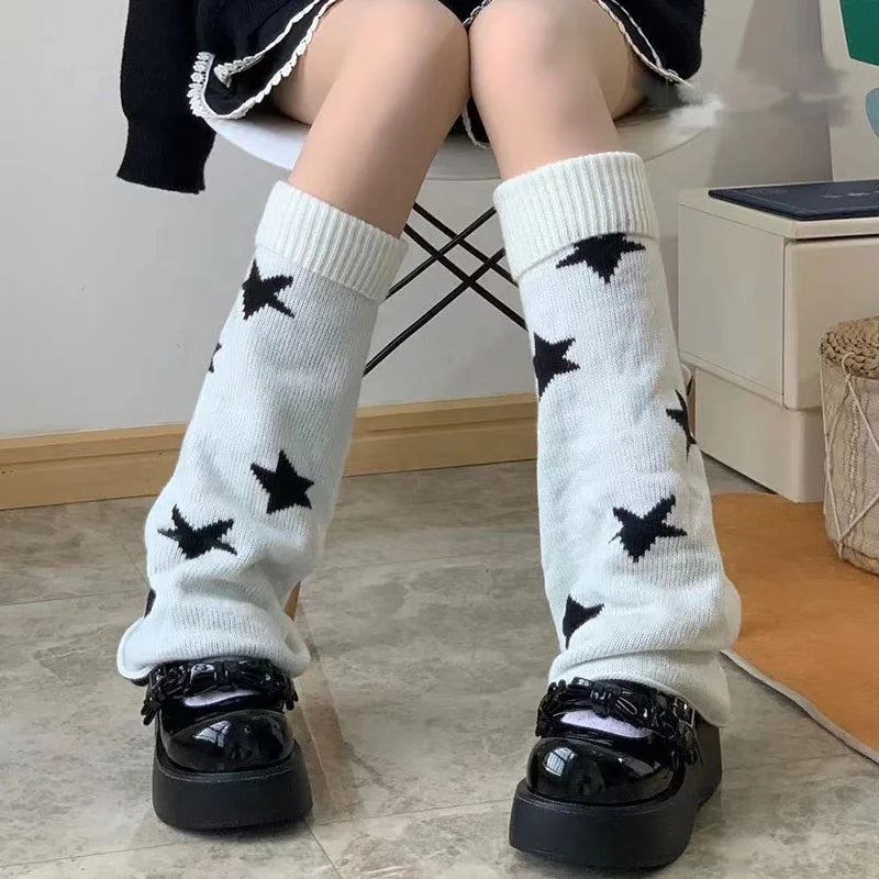 Wholesale Trending Star Reversible Gothic Socks Loose Y2K Knitted Leg Warmers for Women