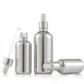 50ml Metallic Silver Glass Dropper Bottle for Skin Care Serum Face Cream Eye Drops with Silver Cap 15ml Essential Oil Use