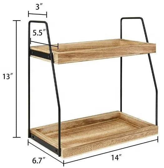 Solid Wood Double-layer Bathroom Rack Cosmetic Storage Rack Simple Creative Desktop Multi-functional Rack