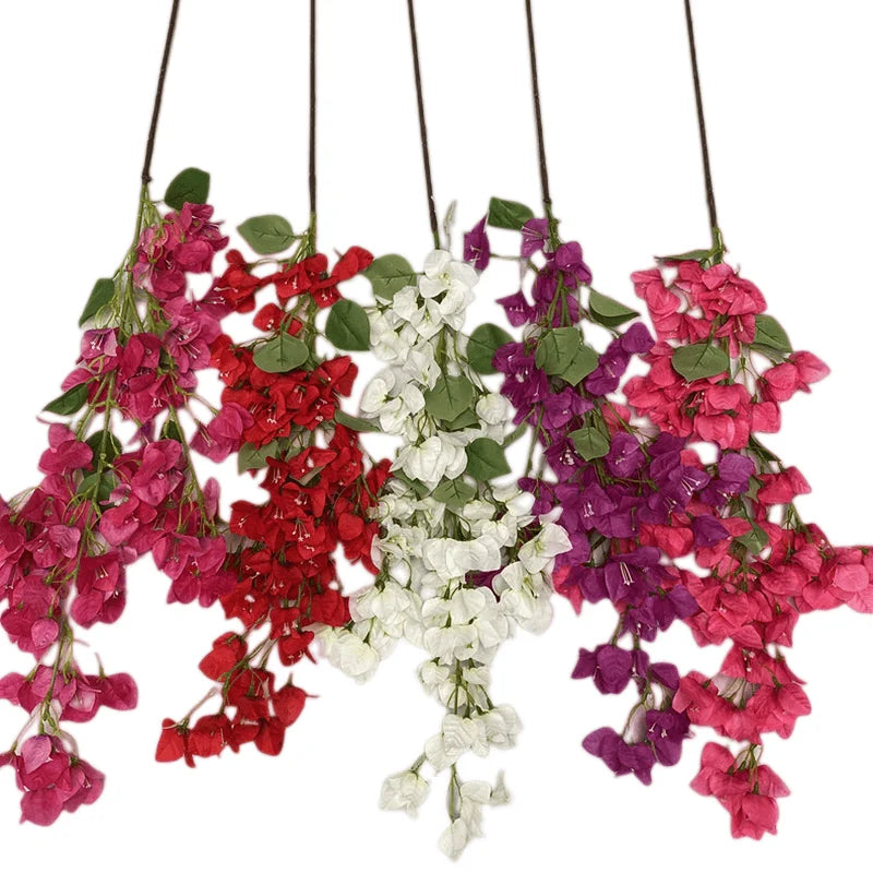 New Design 2 Sizes Bougainvillea Vines Silk Hanging Artificial Bougainvillea Flowers for Decor