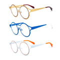 2025 Custom Logo Colorful Metal Round Frame New Arrival Oversized Temple Optical Glasses Frame Acetate Temple Tip Eyeglasses