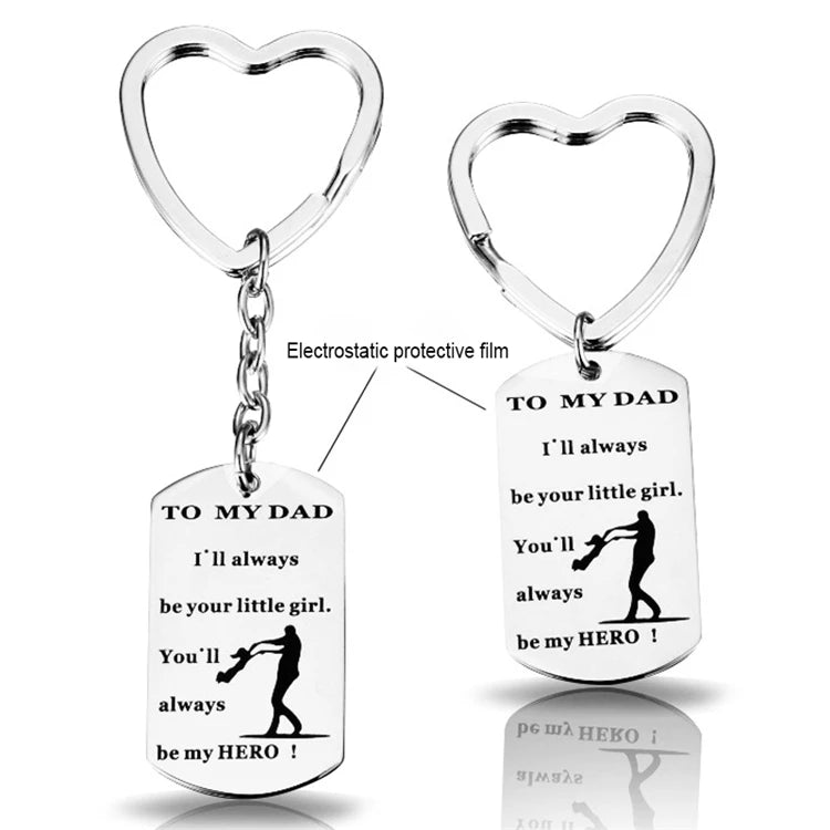 Stainless Steel Big Badge Keychain Soldier Heart Keychain to Father Family Keychain Gift