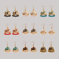Vintage 14K Gold Plated Women Hollowing Macrame Hoop Earrings India Girl Party Wearing Jewelry Ethnic Alloy Bead Tassel Earrings