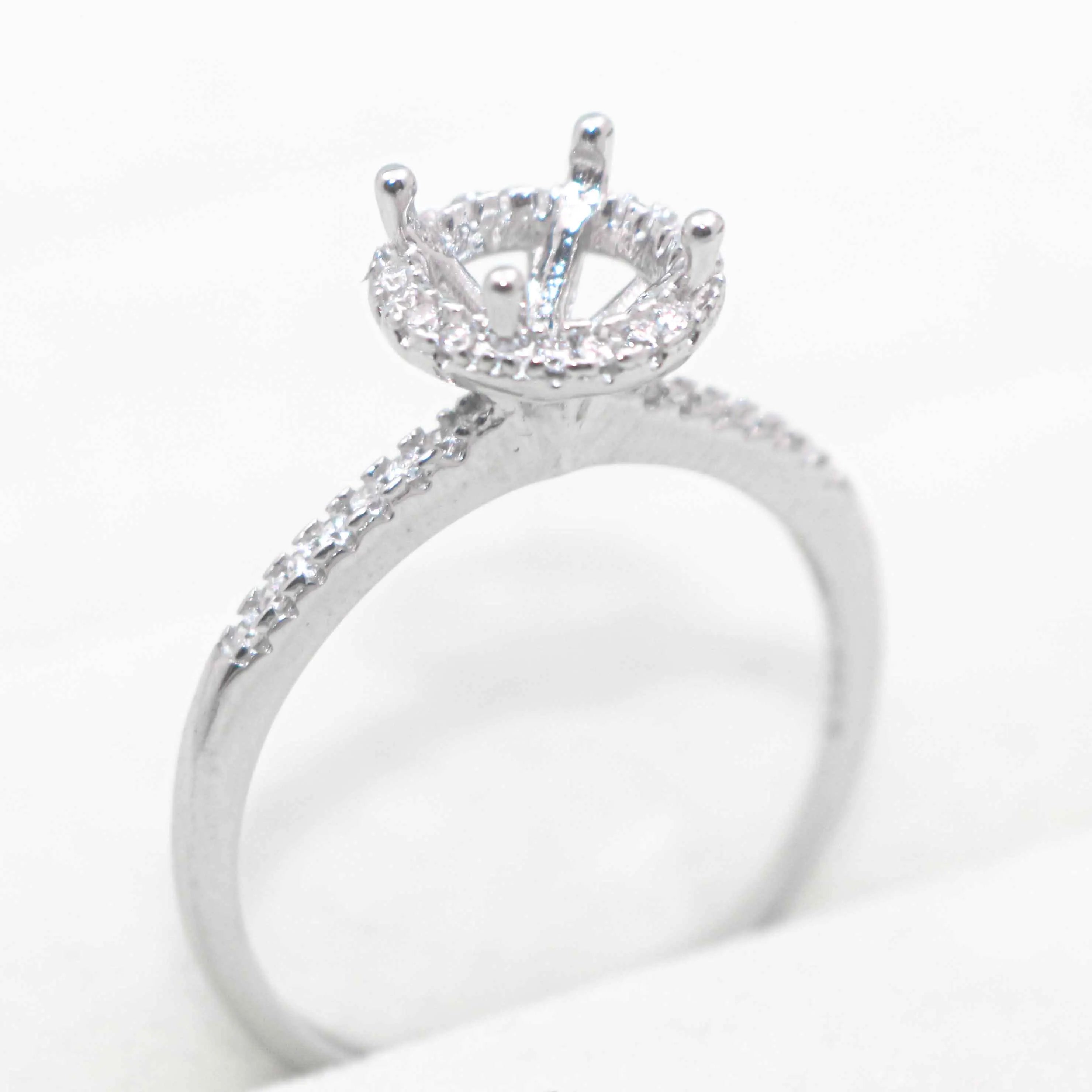 Sterling Silver 6.5mm/1CT Semi Mount Ring Frame Blank Claws Setting Holder Without Main Stone for Moissanite Diamond DIY Inlay