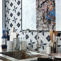 2" Geometric Artistic Porcelain Flower Tile Mosaic Blue for Backsplash Wall Floor Kitchen Bathroom Shower Office Bedroom Design