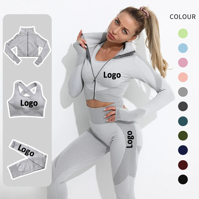 Hot Sale Seamless Women Fitness Sport Wear Yoga Set Gym Jogging Suits Sportswear Women Running Leggings Tops Set