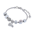 Fashion Women Charm Bead Crystal Flower Heart Bracelets Metal Bangles Pulsera Punk Rose Gold Zirconia Bracelet Jewelry