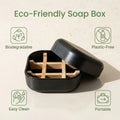 Eco-Friendly Nature Bamboo Fiber Shell Wood Square Shampoo Bar Box Holder with Bamboo Draining Tray for Travel Soap Conditioner