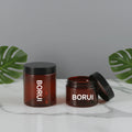 Customizable 100ml 8oz Amber PET Plastic Jars for Body Butter Face Creams Skin Care Products Cosmetics Loose Powder Lipstick