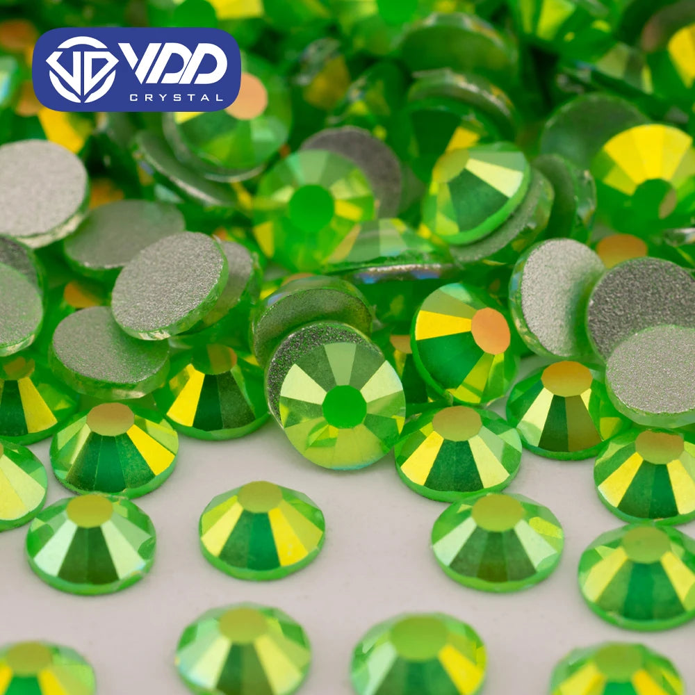 VDD 482 Gleam-Green SS4-SS30 High Quality Glass Rhinestones Crystal Flatback Strass Bright Stones for DIY Nail Art Accessories